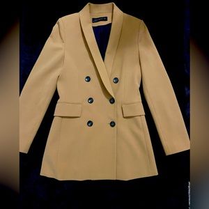 Zara Womens Tan Double Breasted Blazer